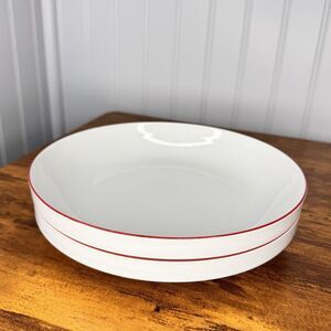 2 RARE Vintage Melitta Friesland Germany Soup Salad Plates Life 5112 Red Ed. MCM